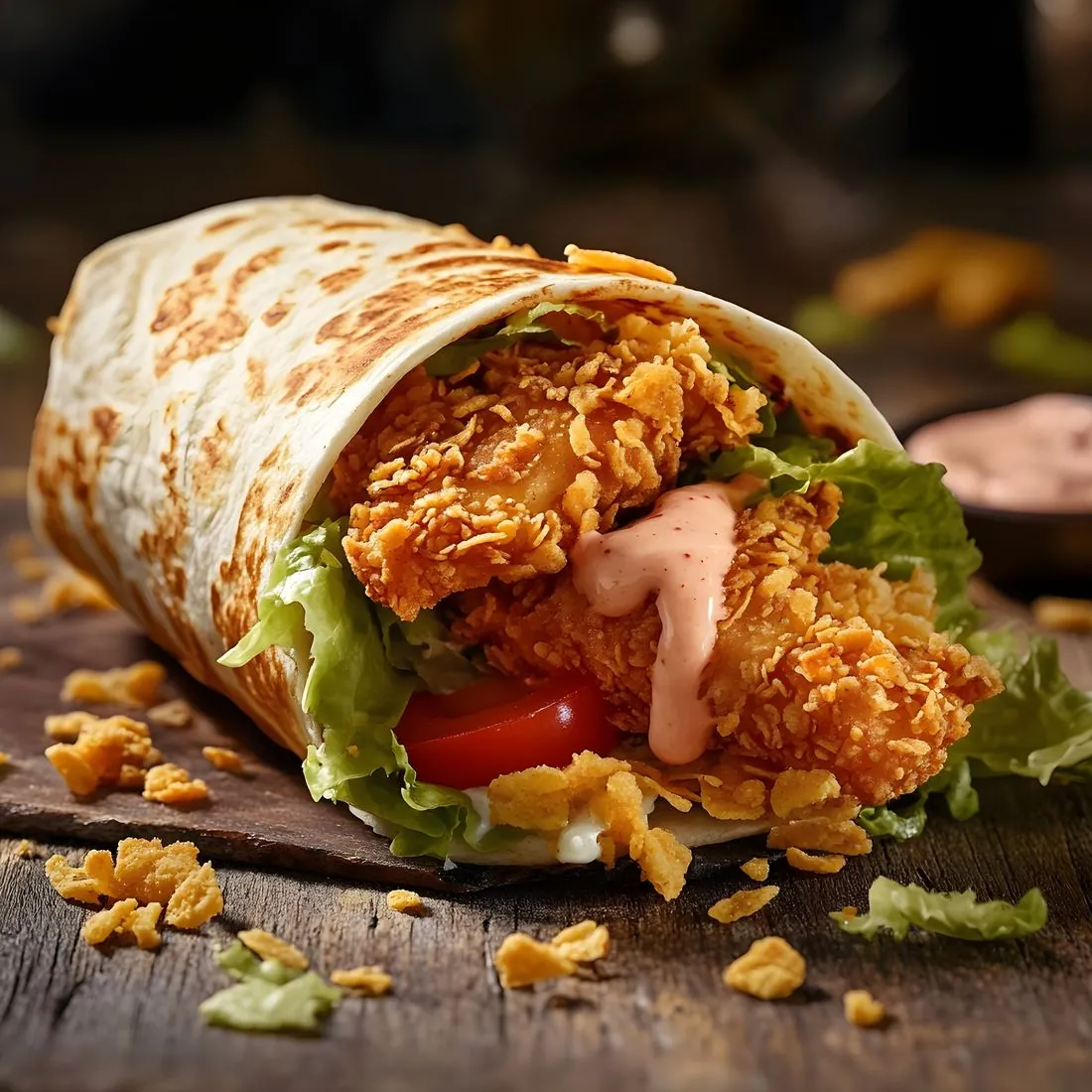 Wrap NAS au poulet pané croustillant, sauce cocktail maison